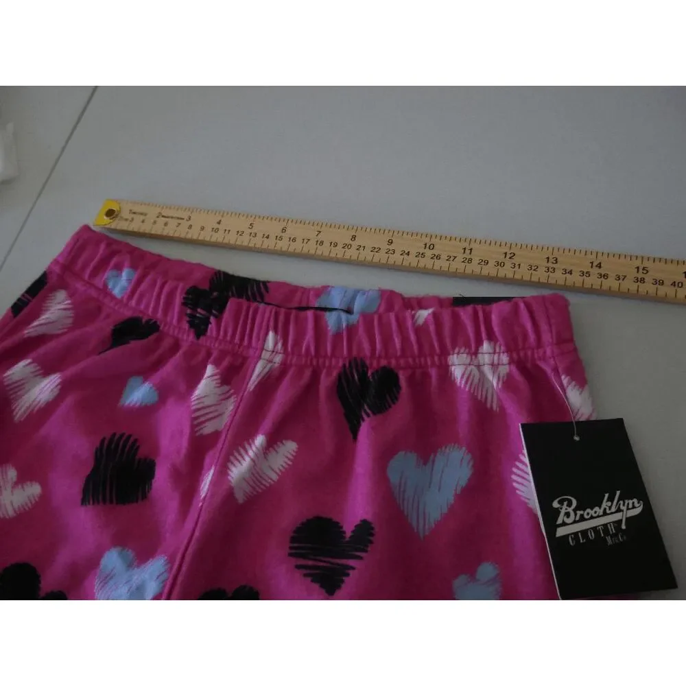 Brooklyn Cloth Girls Heart Print Lounge Pajama Pants Pink Design XL 18/20